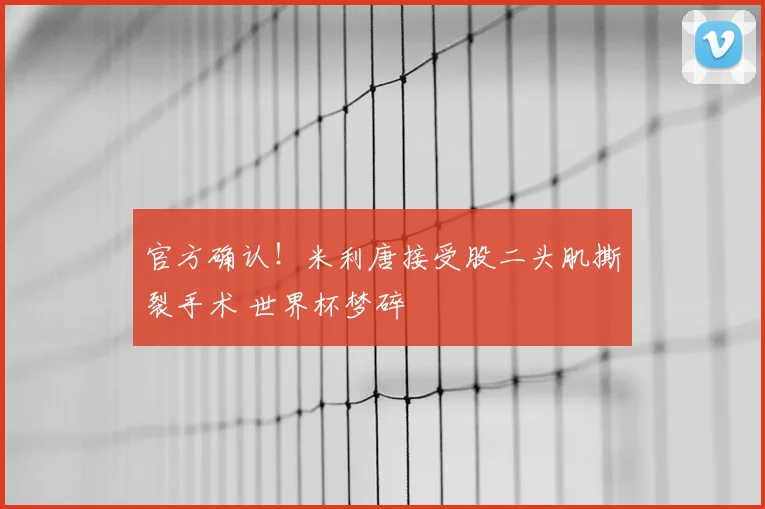 官方确认!米利唐接受股二头肌撕裂手术 世界杯梦碎